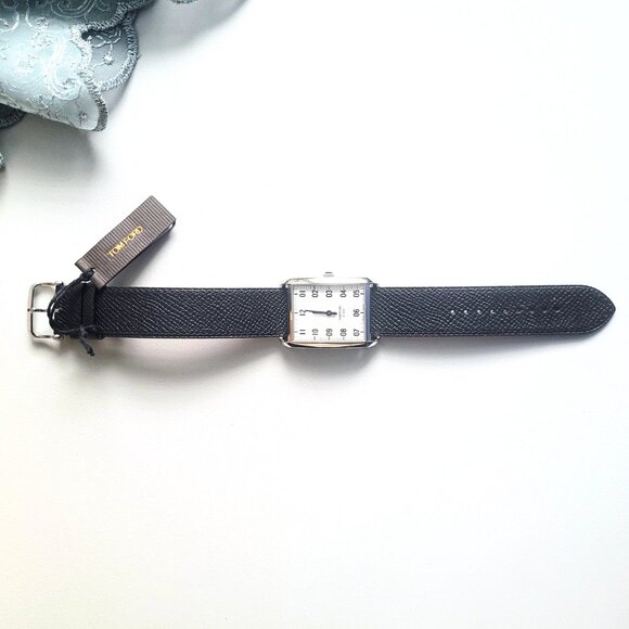Tom Ford No.001 Watch White Face Black Leather Strap Stainless Steel New Gift - Picture 6 of 8